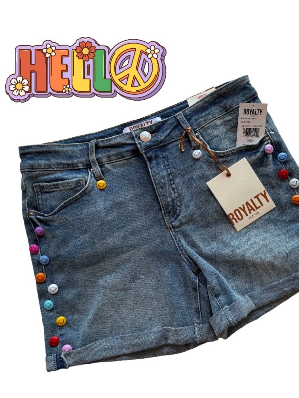 Groovy "Good Vibes Only" Denim Short